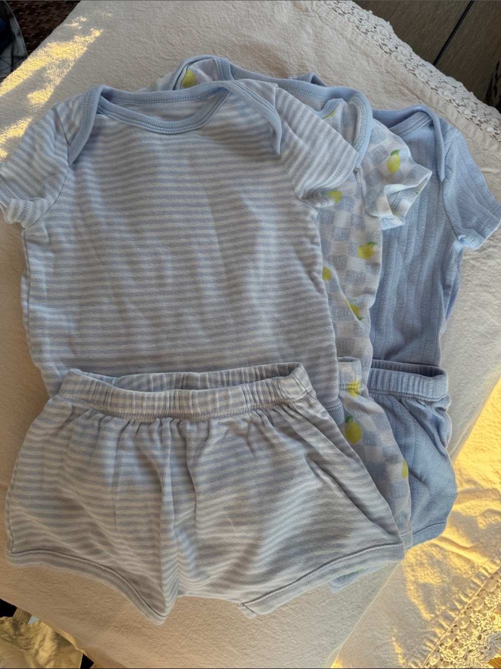 GAP Light Blue Baby Bodysuit & Shorts Set with Yellow Lemon Print